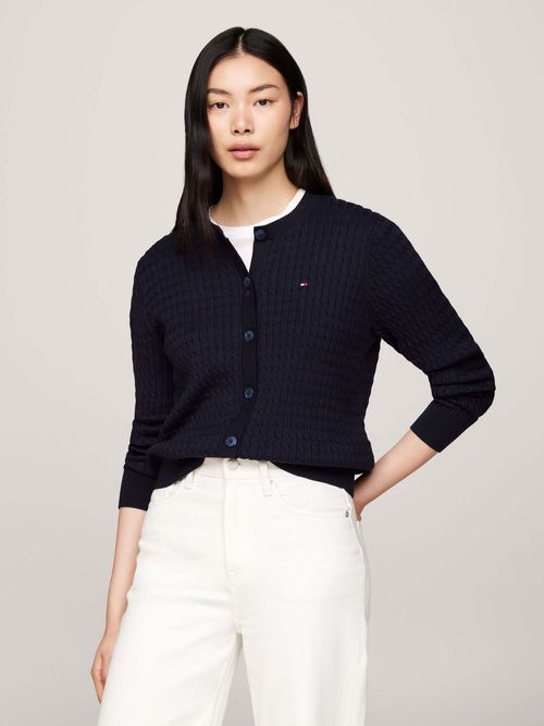 cardigan-azul-punto-trenzado-cuello-redondo