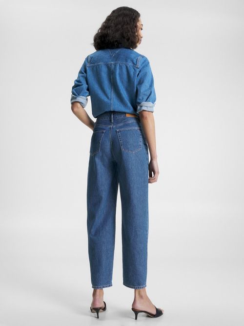Jeans Ajustados Y Desteñidos De Talle Alto Mujer Azul Tommy Hilfiger -  tommycolombia