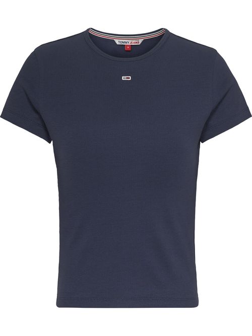 camiseta-azul-essential-acanalada-para-mujer