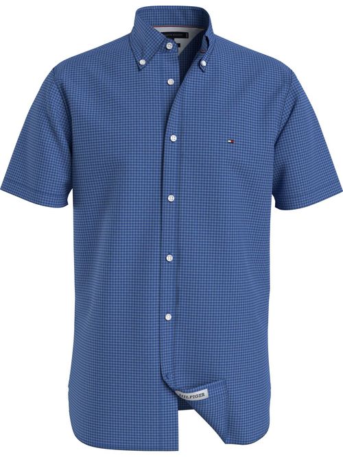 camisa-azul-de-cuadros-pequeña-con-logo