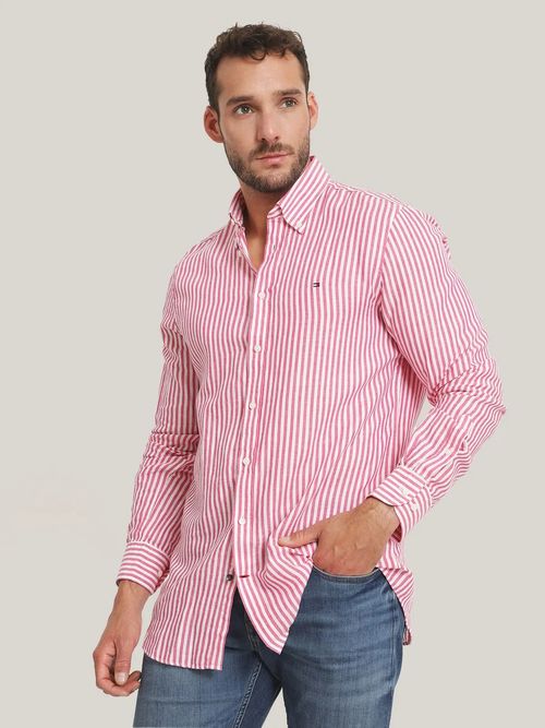 camisa-de-rayas-rosadas-con-logo-para-hombre